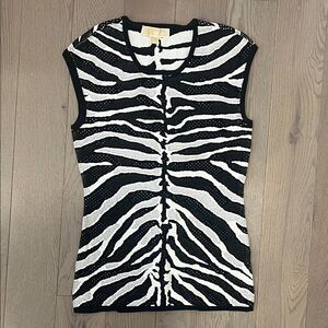 Michael Kors Zebra Print Sleeveless stretchy Top Sz S NWT